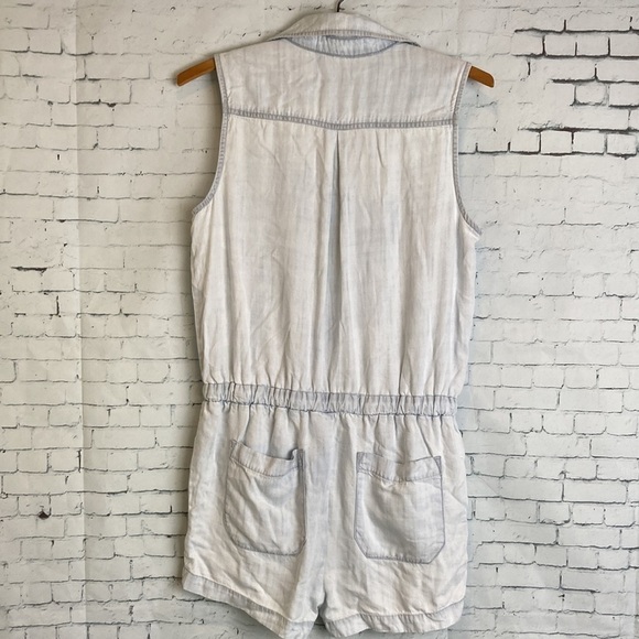 Cloth and Stone Chambray Utility Romper XS Sleeveless Tie Waist vacation coastal - Picture 12 of 16